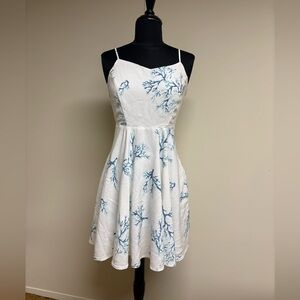Old Navy White and Blue Coral Print Dress